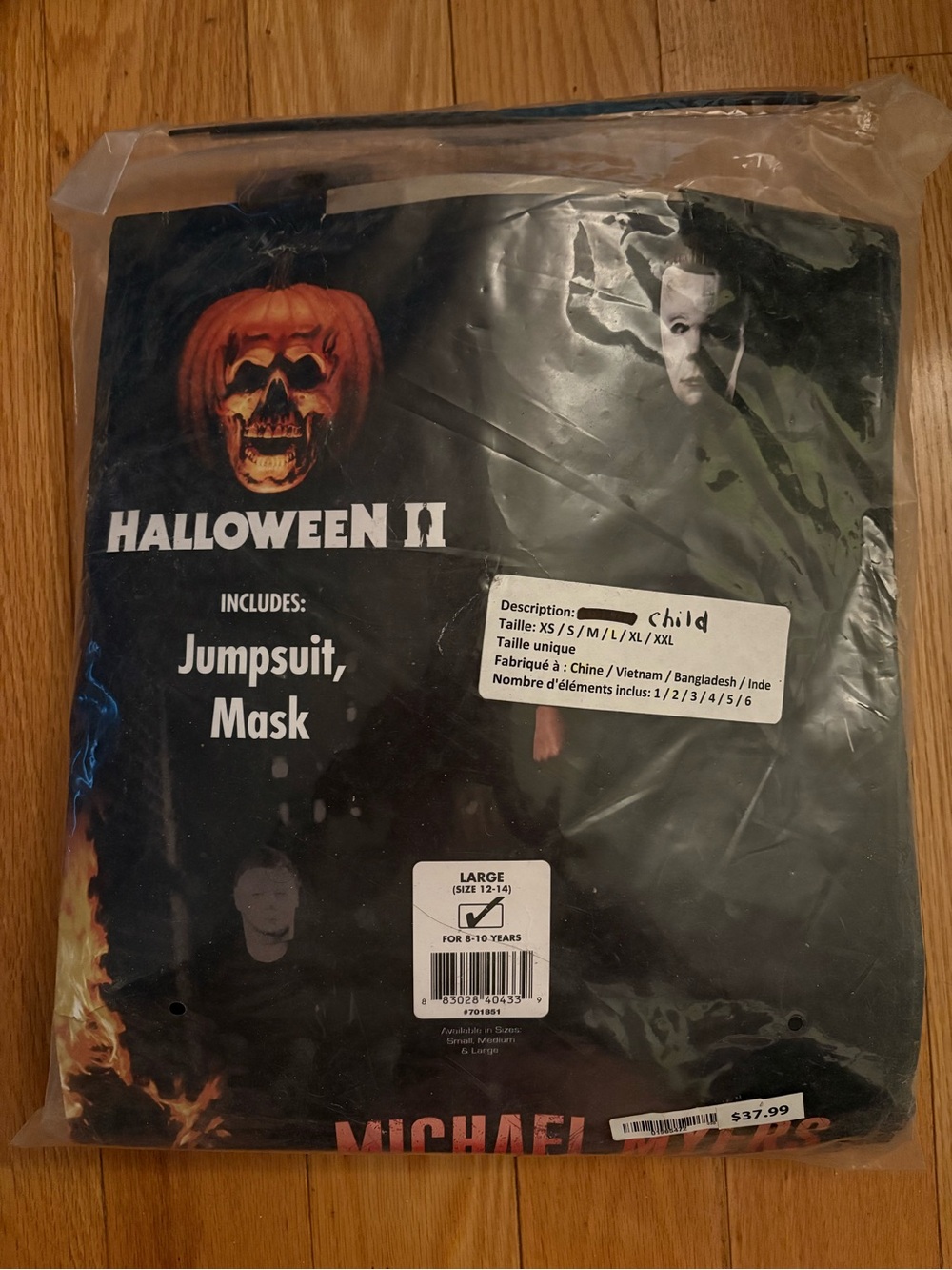 Spirit Halloween II Michael Myers Jumpsuit & Mask - Black Large 12/14